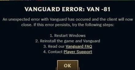 Fix VAN 81 Error in League of Legends Fast – Step-by-Step Vanguard Repair Guide (No Reinstall Needed)